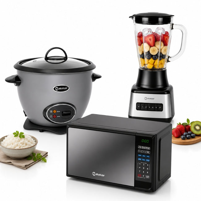 Combo Miray Olla Arrocera Gris 1.5L + Licuadora 1.5L + Horno Microondas 20L