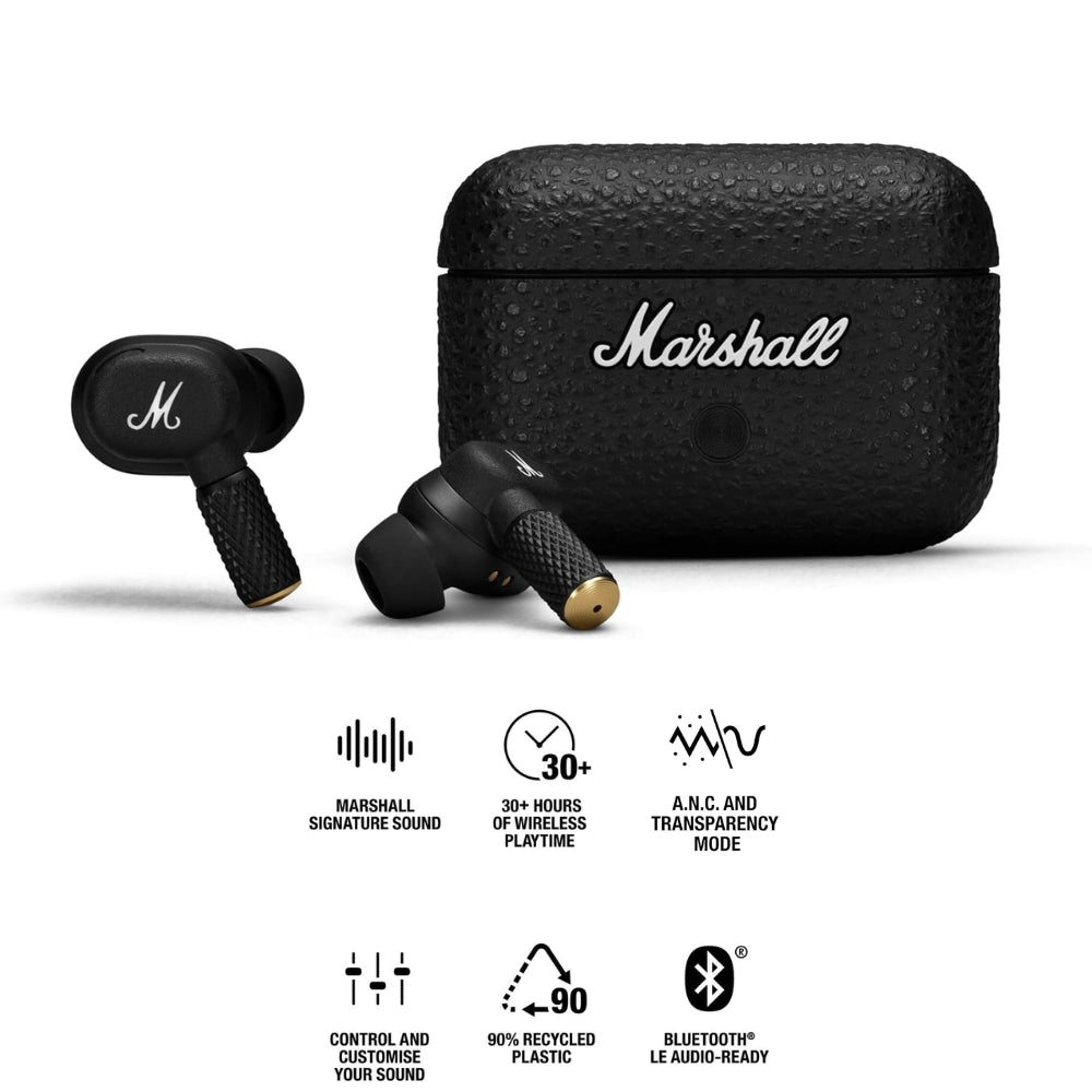 Audífono Marshall Motif II ANC Negro True Wireless 30h carga inalambrica