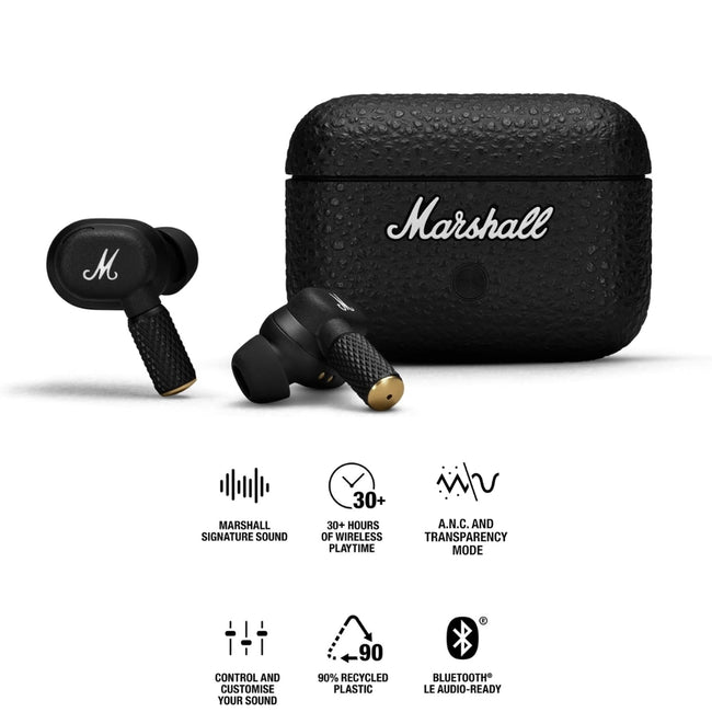 Audífono Marshall Motif II ANC Negro True Wireless 30h carga inalambrica