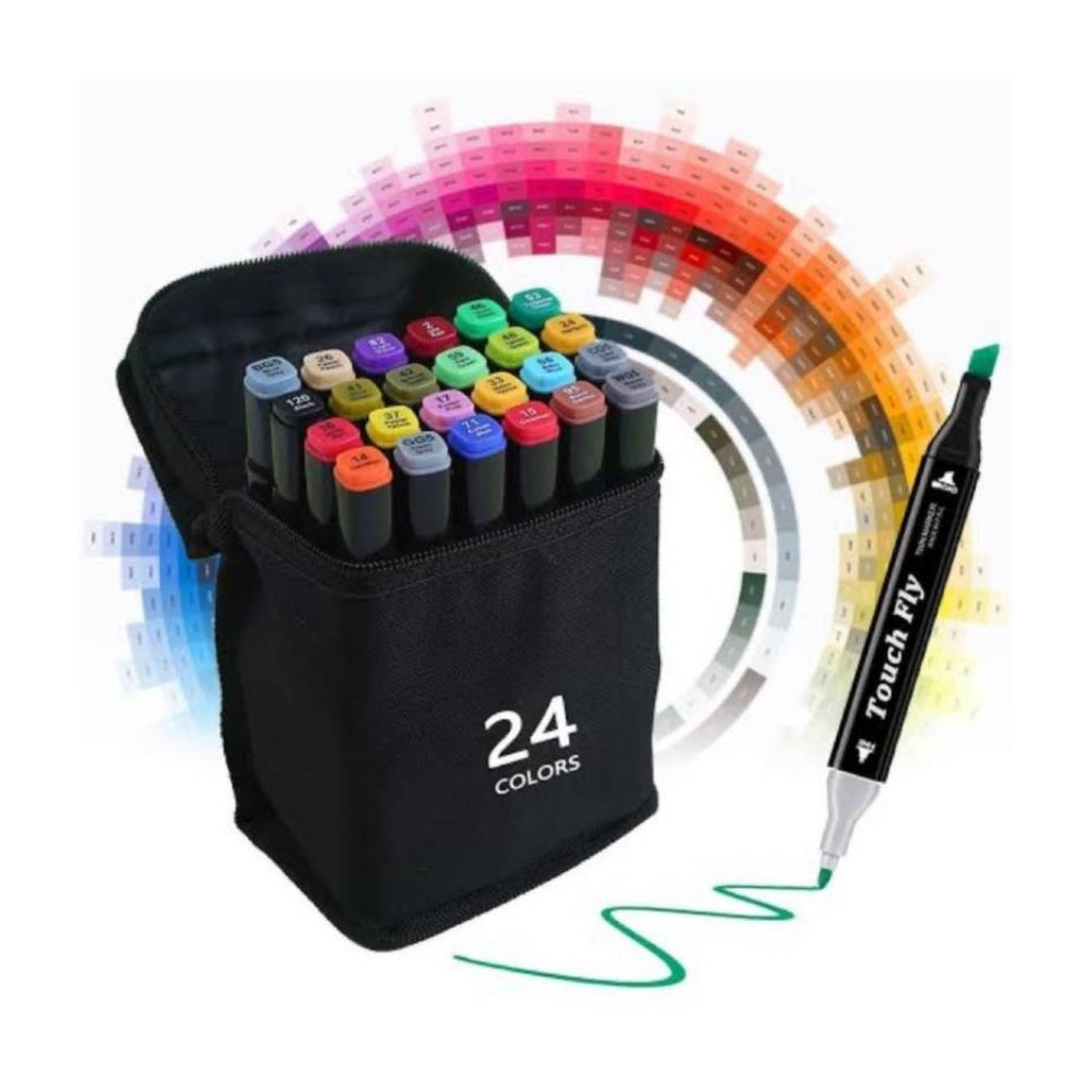 Set de 24 Plumones Doble Punta con Estuche