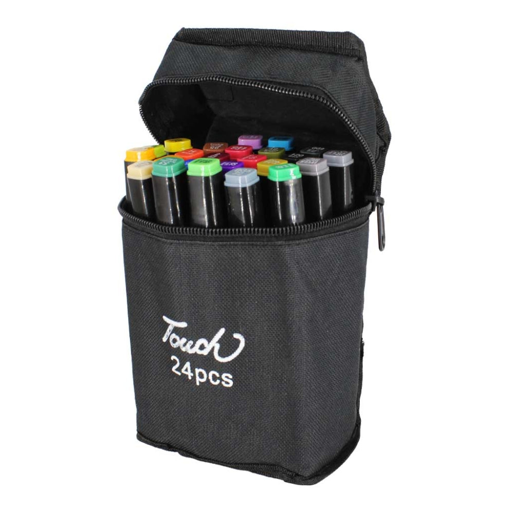 Set de 24 Plumones Doble Punta con Estuche