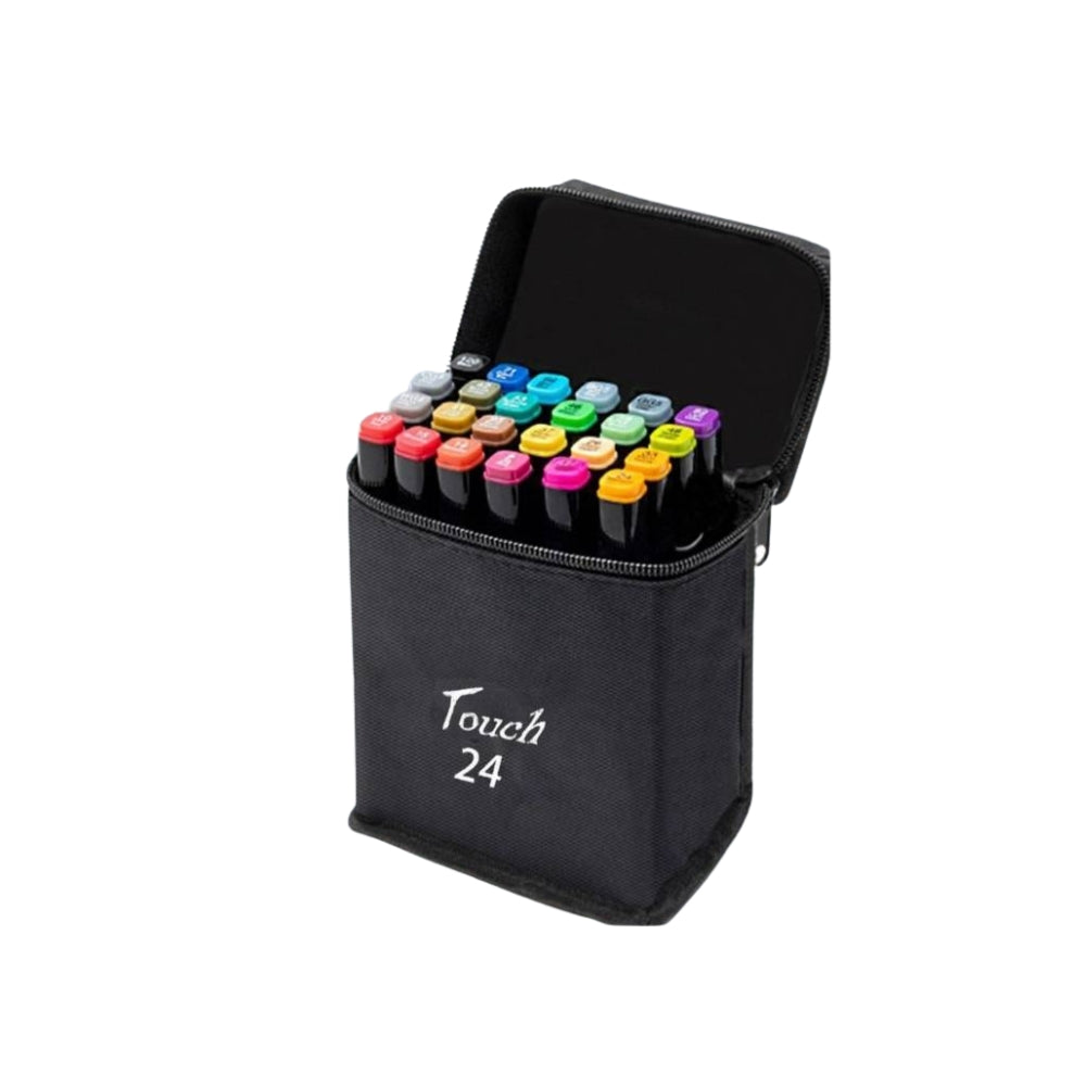 Set de 24 Plumones Doble Punta con Estuche