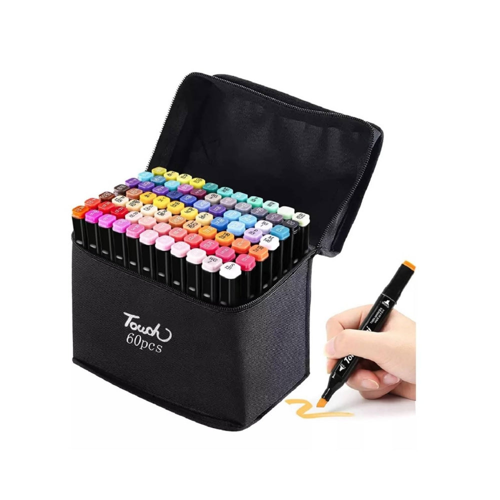 Set de 60 Plumones Doble Punta con Estuche