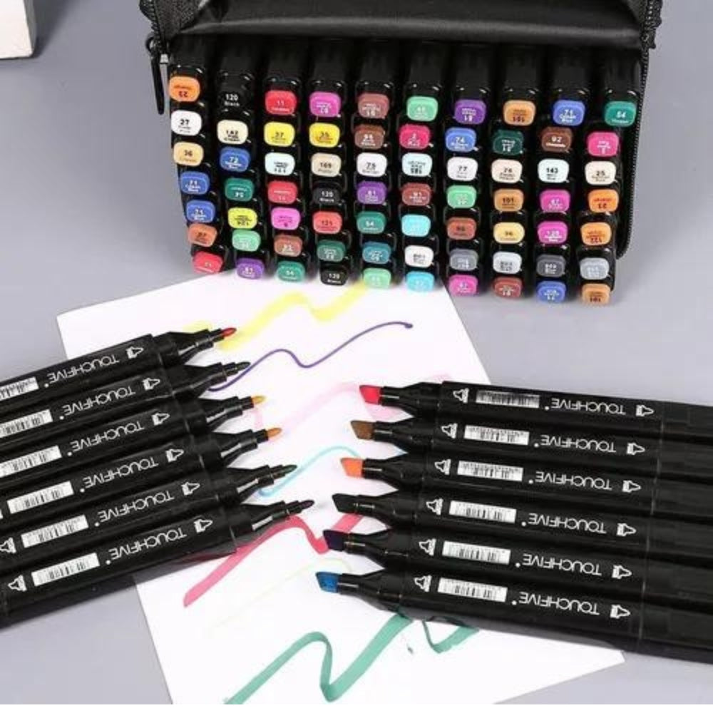 Set de 60 Plumones Doble Punta con Estuche