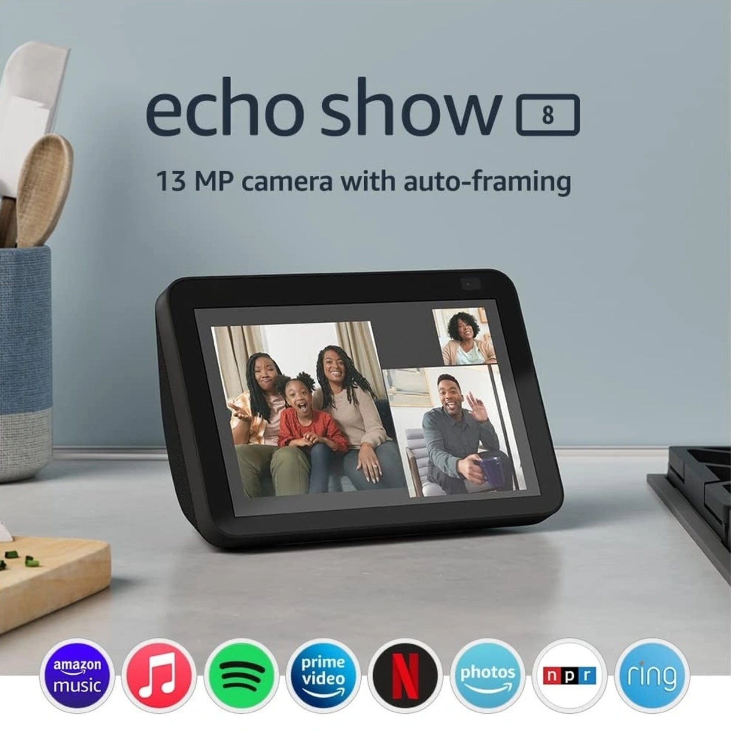 Parlante inteligente Amazon Alexa Echo Show 8 3ra Gen Negro