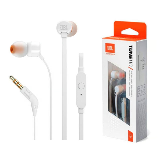Audifono JBL Tune 110 Microfono Conector 3.5mm Blanco