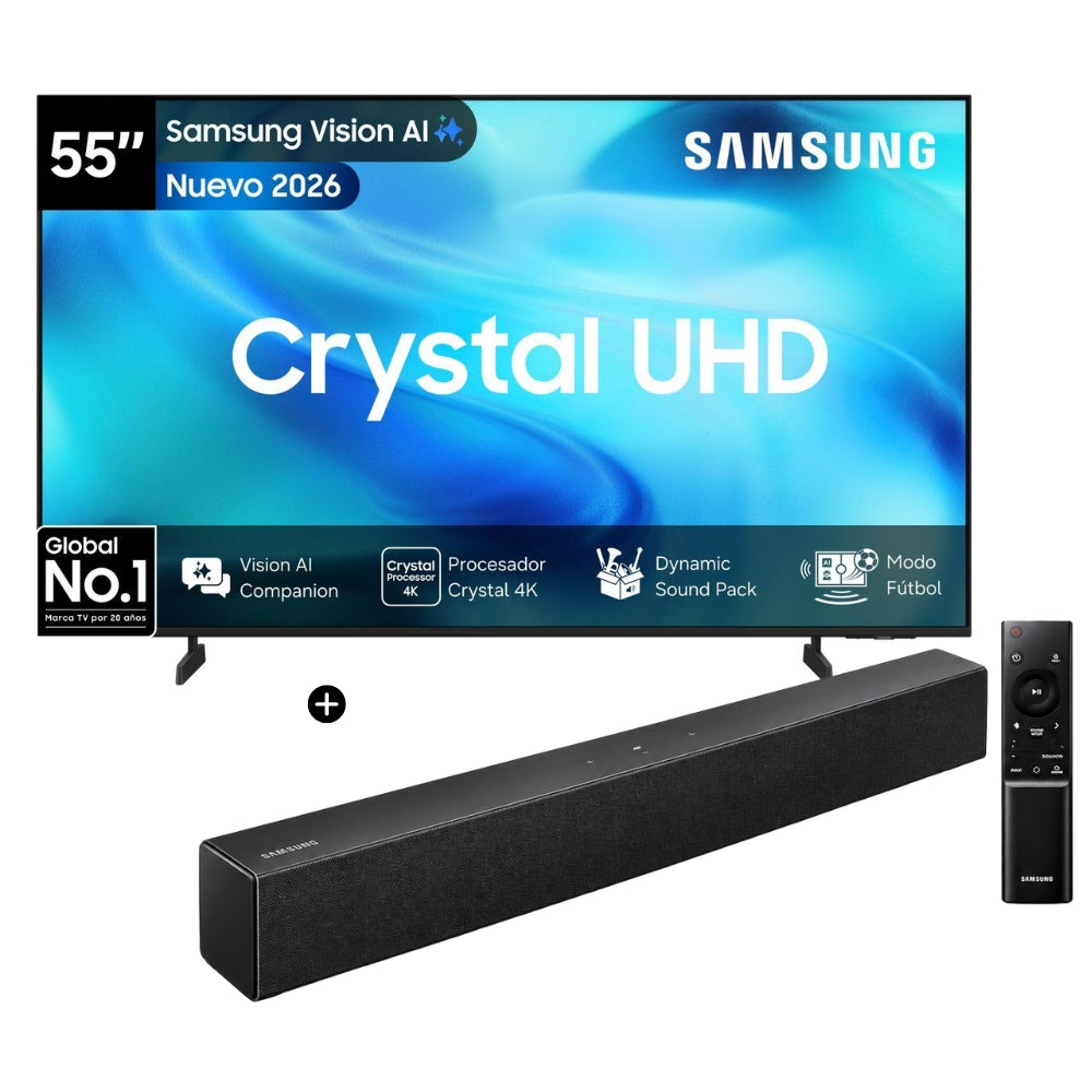 Combo Samsung Smart TV 55" Crystal UHD 4K U8000H + Soundbar B400F