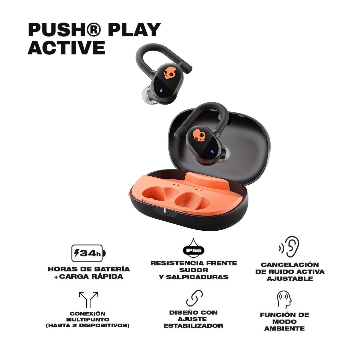 Audífonos Bluetooth Deportivo Skullcandy Push Play Active