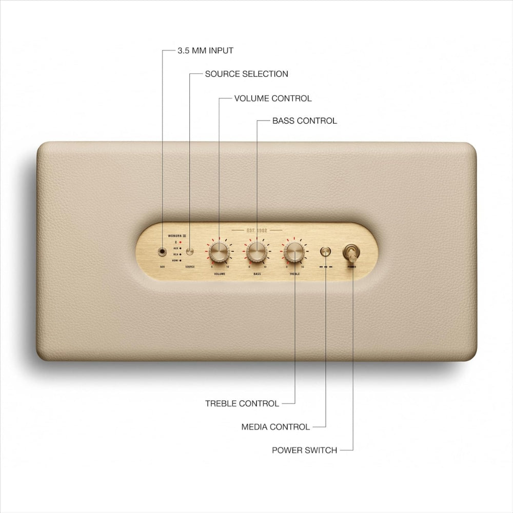 Parlante Bluetooth Marshall Woburn III 150Watts BT52 HDMI RCA Crema