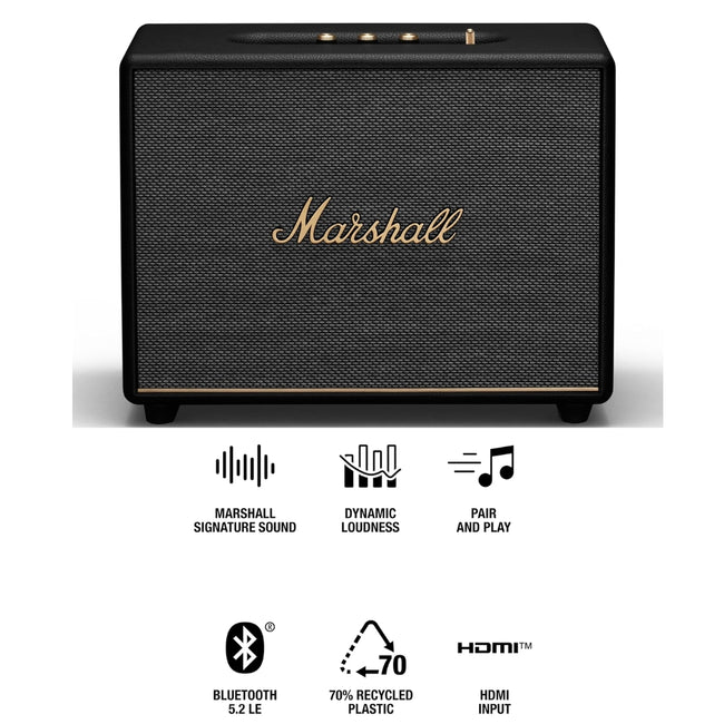 Parlante Bluetooth Marshall Woburn III 150Watts BT52 HDMI RCA Negro