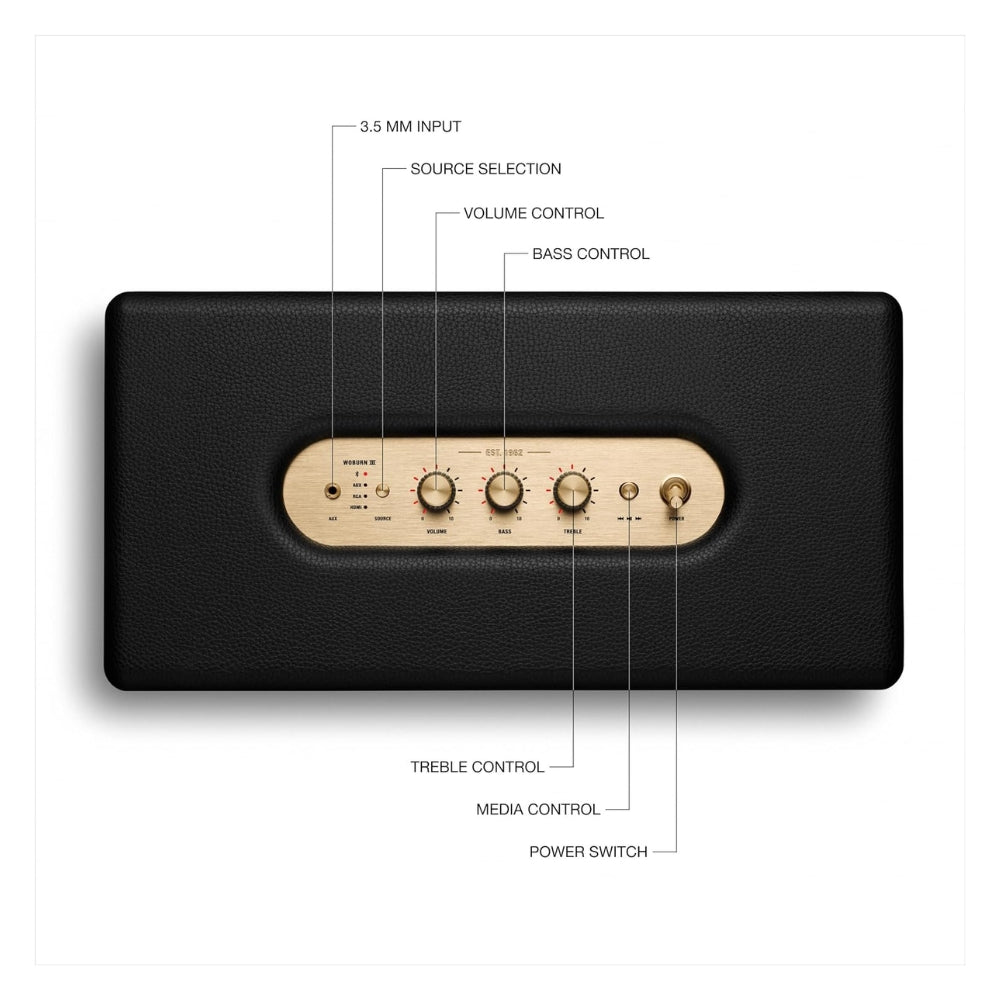 Parlante Bluetooth Marshall Woburn III 150Watts BT52 HDMI RCA Negro